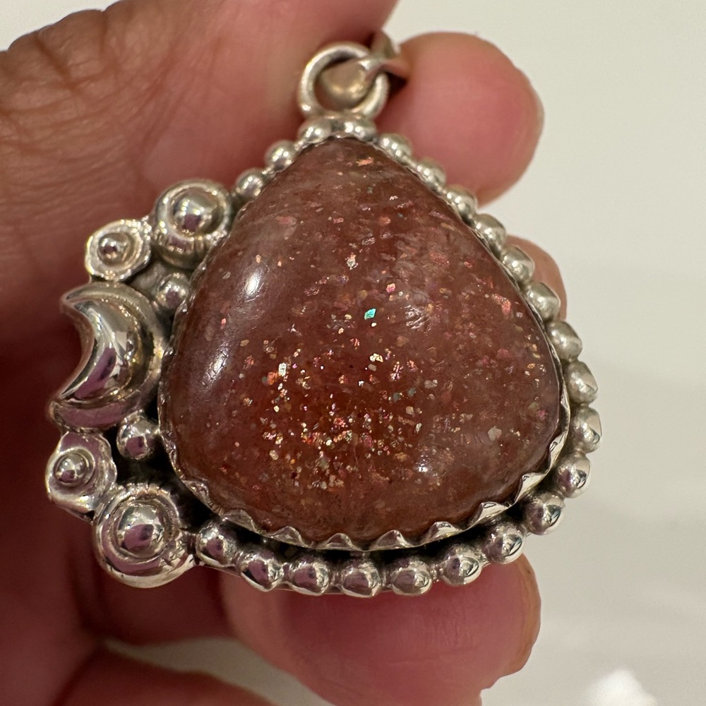 Sunstone pendant and sterling silver
